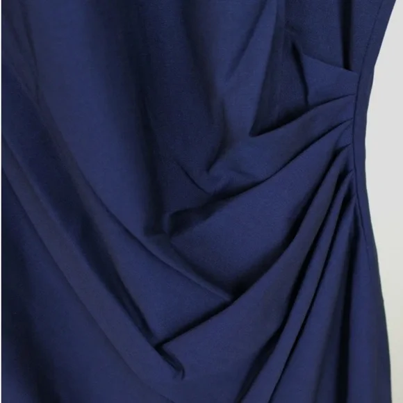 NWT Theory Sleeveless Front Ruching Sheath Dress, Sea Blue - Picture 4 of 15